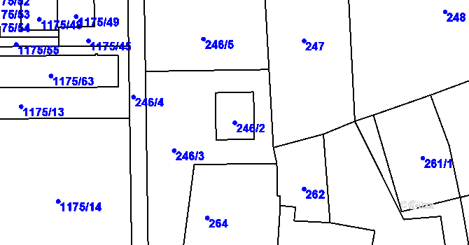 Parcela st. 246/2 v KÚ Vejprnice, Katastrální mapa
