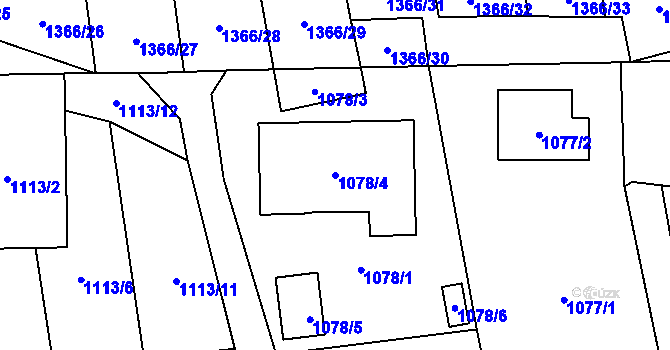 Parcela st. 1078/4 v KÚ Vejprnice, Katastrální mapa