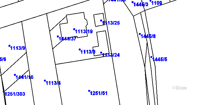 Parcela st. 1113/24 v KÚ Vejprnice, Katastrální mapa
