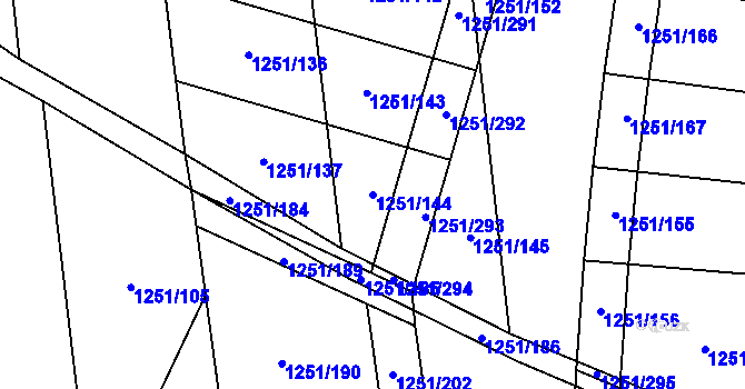 Parcela st. 1251/144 v KÚ Vejprnice, Katastrální mapa