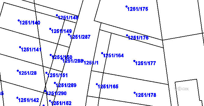 Parcela st. 1251/164 v KÚ Vejprnice, Katastrální mapa