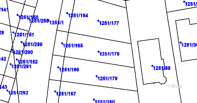Parcela st. 1251/178 v KÚ Vejprnice, Katastrální mapa