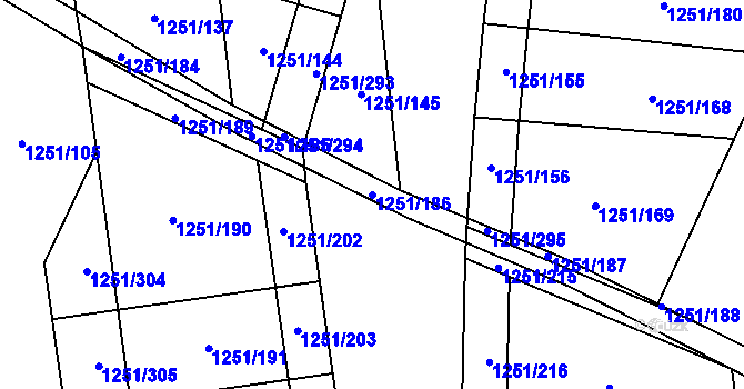 Parcela st. 1251/186 v KÚ Vejprnice, Katastrální mapa