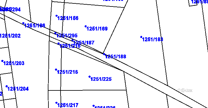 Parcela st. 1251/188 v KÚ Vejprnice, Katastrální mapa