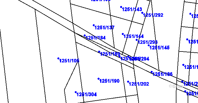 Parcela st. 1251/189 v KÚ Vejprnice, Katastrální mapa