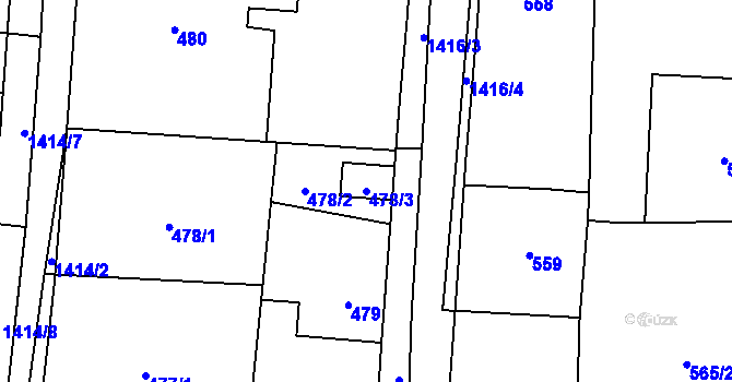Parcela st. 478/3 v KÚ Vejprnice, Katastrální mapa