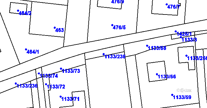 Parcela st. 1133/238 v KÚ Vejprnice, Katastrální mapa