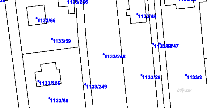 Parcela st. 1133/248 v KÚ Vejprnice, Katastrální mapa