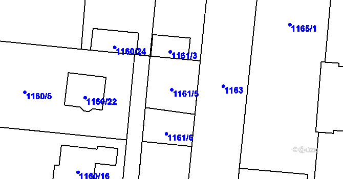 Parcela st. 1161/5 v KÚ Vejprnice, Katastrální mapa
