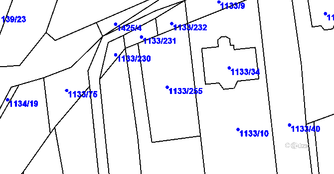 Parcela st. 1133/255 v KÚ Vejprnice, Katastrální mapa