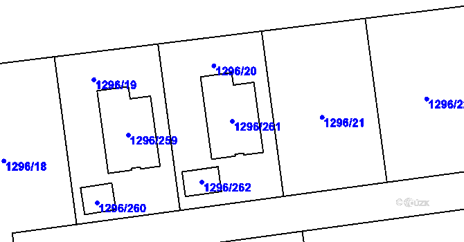 Parcela st. 1296/261 v KÚ Vejprnice, Katastrální mapa