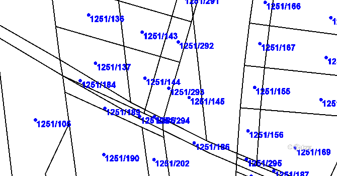 Parcela st. 1251/293 v KÚ Vejprnice, Katastrální mapa
