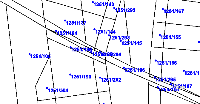 Parcela st. 1251/294 v KÚ Vejprnice, Katastrální mapa