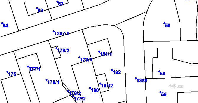 Parcela st. 181/1 v KÚ Vejprnice, Katastrální mapa