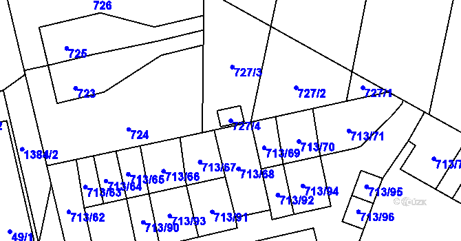 Parcela st. 727/4 v KÚ Vejprnice, Katastrální mapa