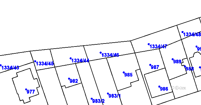Parcela st. 1334/46 v KÚ Vejprnice, Katastrální mapa