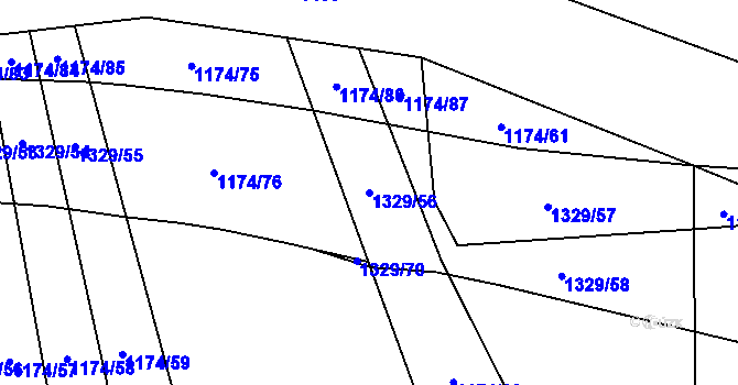 Parcela st. 1329/56 v KÚ Vejprnice, Katastrální mapa