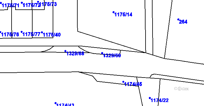 Parcela st. 1329/69 v KÚ Vejprnice, Katastrální mapa