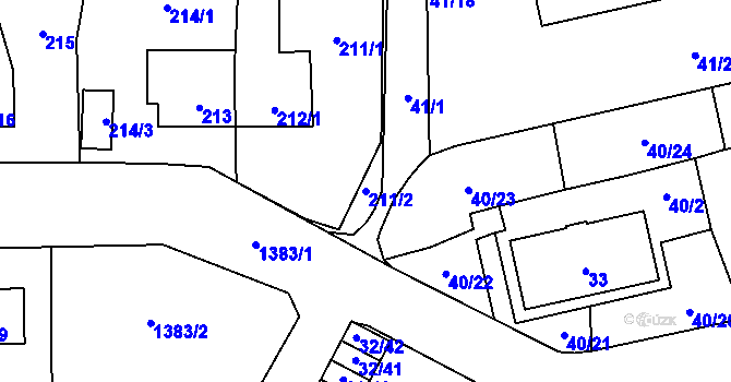Parcela st. 211/2 v KÚ Vejprnice, Katastrální mapa