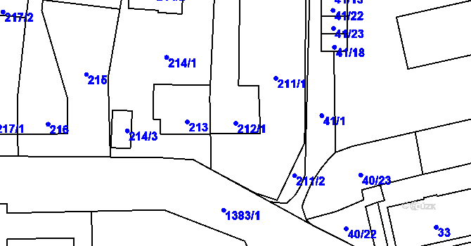 Parcela st. 212/1 v KÚ Vejprnice, Katastrální mapa