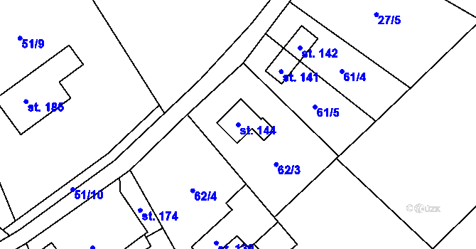 Parcela st. 144 v KÚ Černý Potok, Katastrální mapa