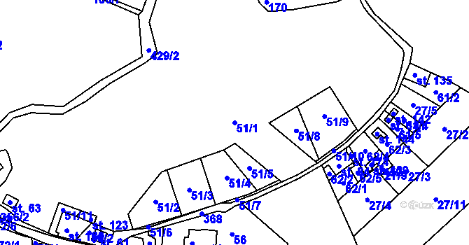 Parcela st. 51/1 v KÚ Černý Potok, Katastrální mapa