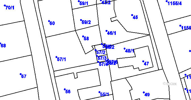 Parcela st. 57/2 v KÚ Vejprty, Katastrální mapa