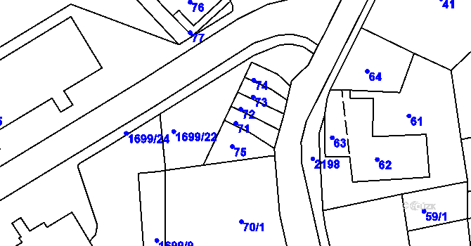 Parcela st. 71 v KÚ Vejprty, Katastrální mapa