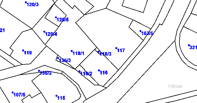 Parcela st. 118/3 v KÚ Vejprty, Katastrální mapa
