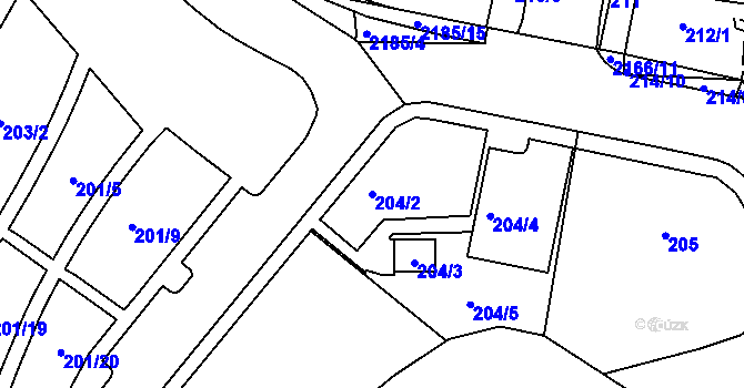 Parcela st. 204/2 v KÚ Vejprty, Katastrální mapa
