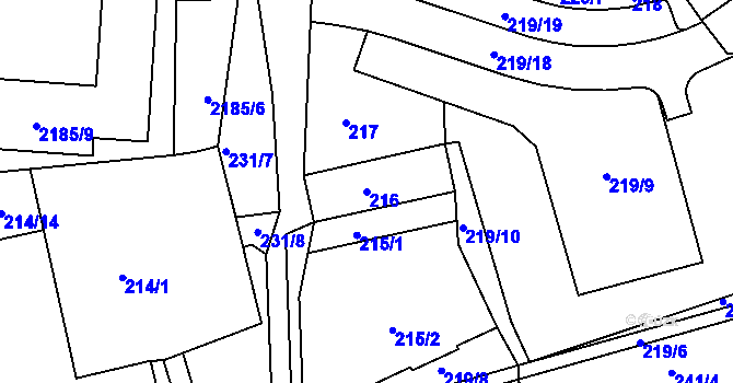 Parcela st. 216 v KÚ Vejprty, Katastrální mapa