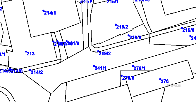Parcela st. 219/2 v KÚ Vejprty, Katastrální mapa