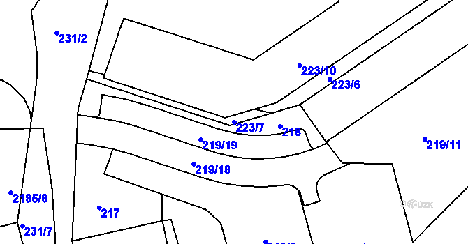Parcela st. 223/7 v KÚ Vejprty, Katastrální mapa