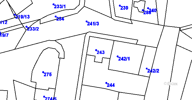 Parcela st. 243 v KÚ Vejprty, Katastrální mapa