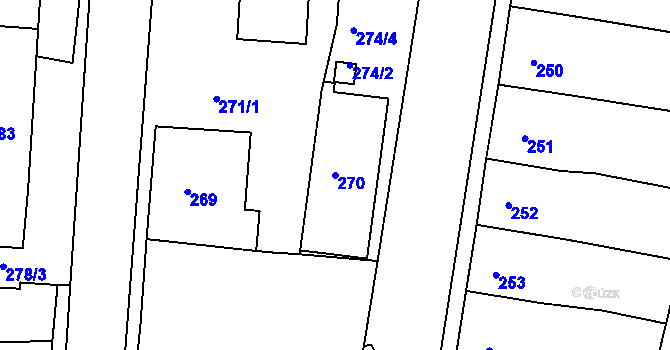 Parcela st. 270 v KÚ Vejprty, Katastrální mapa