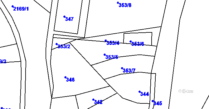 Parcela st. 353/5 v KÚ Vejprty, Katastrální mapa
