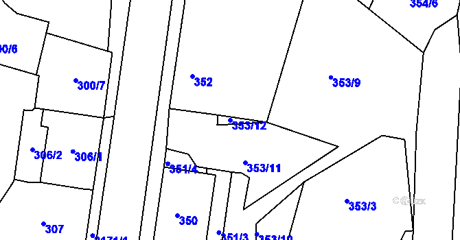 Parcela st. 353/12 v KÚ Vejprty, Katastrální mapa