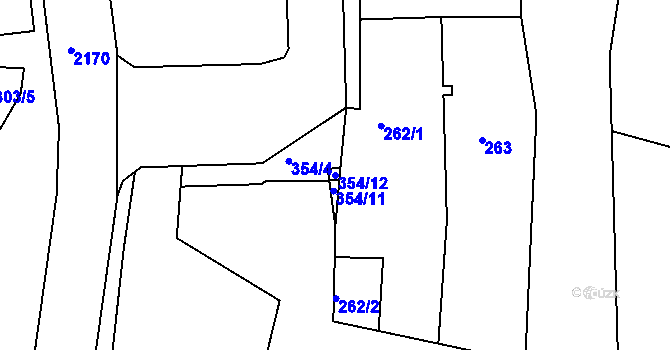 Parcela st. 354/12 v KÚ Vejprty, Katastrální mapa