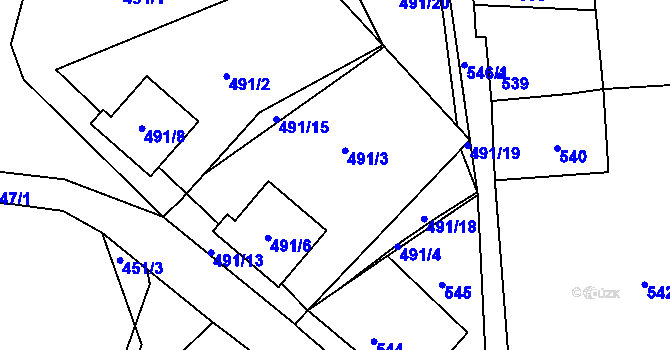 Parcela st. 491/3 v KÚ Vejprty, Katastrální mapa