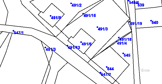 Parcela st. 491/6 v KÚ Vejprty, Katastrální mapa