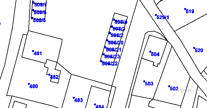 Parcela st. 508/23 v KÚ Vejprty, Katastrální mapa