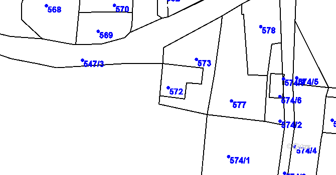 Parcela st. 572 v KÚ Vejprty, Katastrální mapa