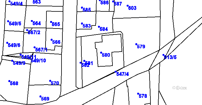 Parcela st. 580 v KÚ Vejprty, Katastrální mapa