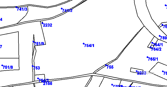 Parcela st. 754/1 v KÚ Vejprty, Katastrální mapa