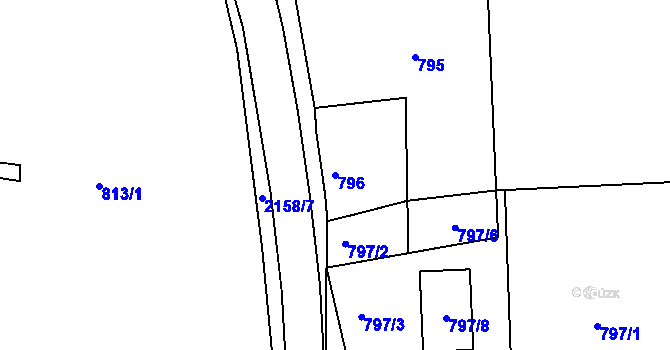 Parcela st. 796 v KÚ Vejprty, Katastrální mapa