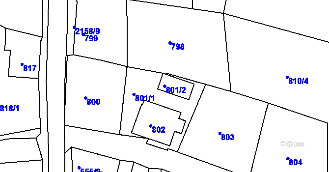 Parcela st. 801/2 v KÚ Vejprty, Katastrální mapa