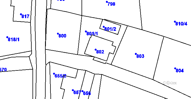 Parcela st. 802 v KÚ Vejprty, Katastrální mapa