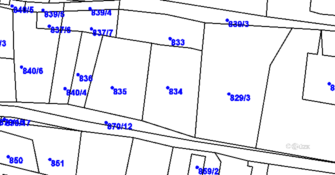 Parcela st. 834 v KÚ Vejprty, Katastrální mapa