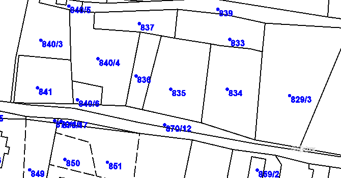 Parcela st. 835 v KÚ Vejprty, Katastrální mapa