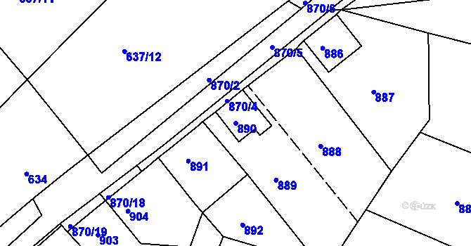 Parcela st. 890 v KÚ Vejprty, Katastrální mapa
